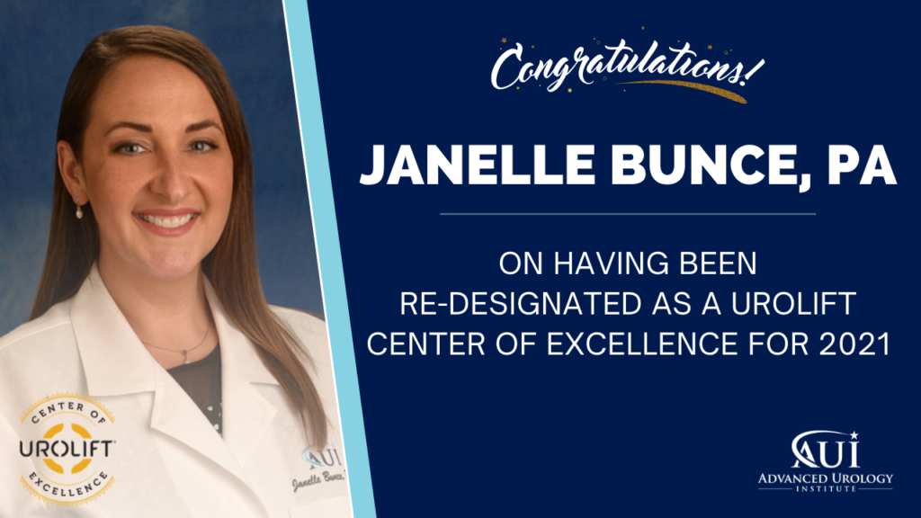 Janelle Bunce, PA-C of Advanced Urology Institute Re-designated as a UroLift Center of Excellence